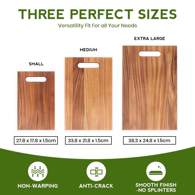 3 pcs wood cutting board set include 3 size for all your needs