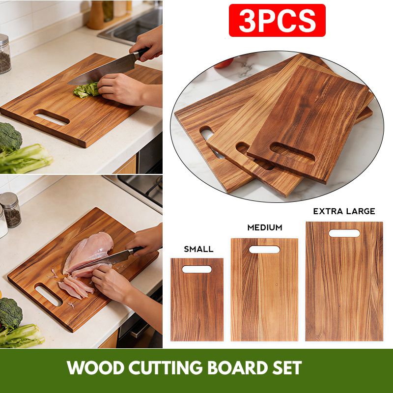 3 pcs wood cutting board set include 3 size