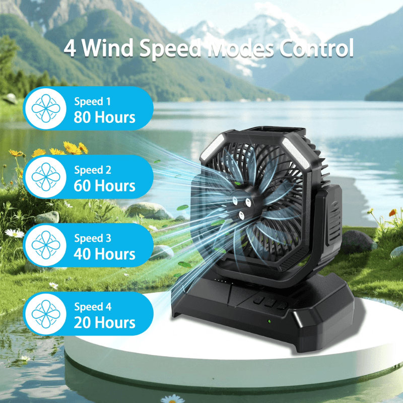 4-in-1 Nebel-Campingventilator mit 6L Eimer