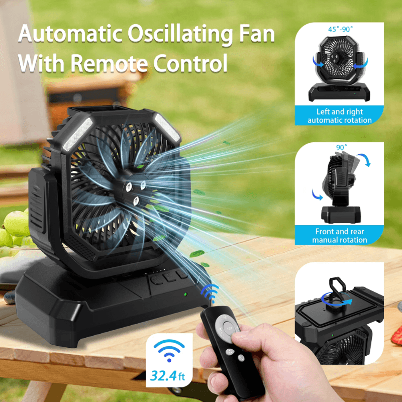 4-in-1 Nebel-Campingventilator mit 6L Eimer