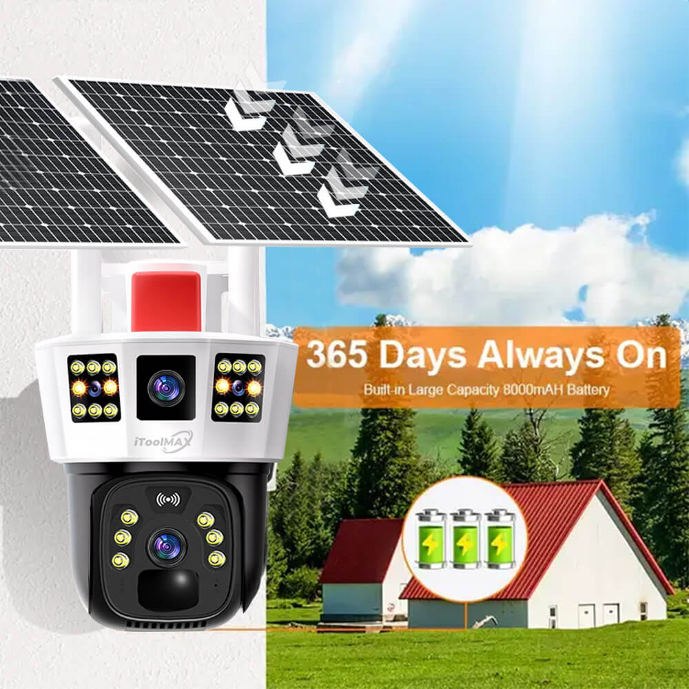 Caméra solaire sans fil triple lentille 4MP
