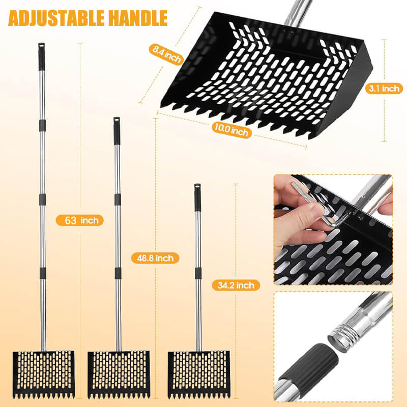Adjustable Stainless Steel Handle Gloves Litter Sifting Shovel