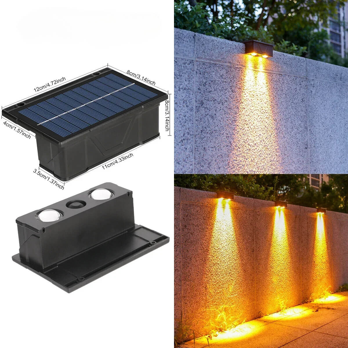 Doppelte LED Solar-Wandlampe