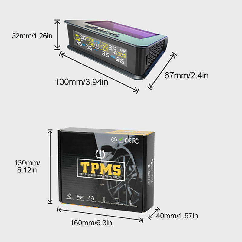 Système solaire de surveillance de la pression des pneus avec 6 capteurs