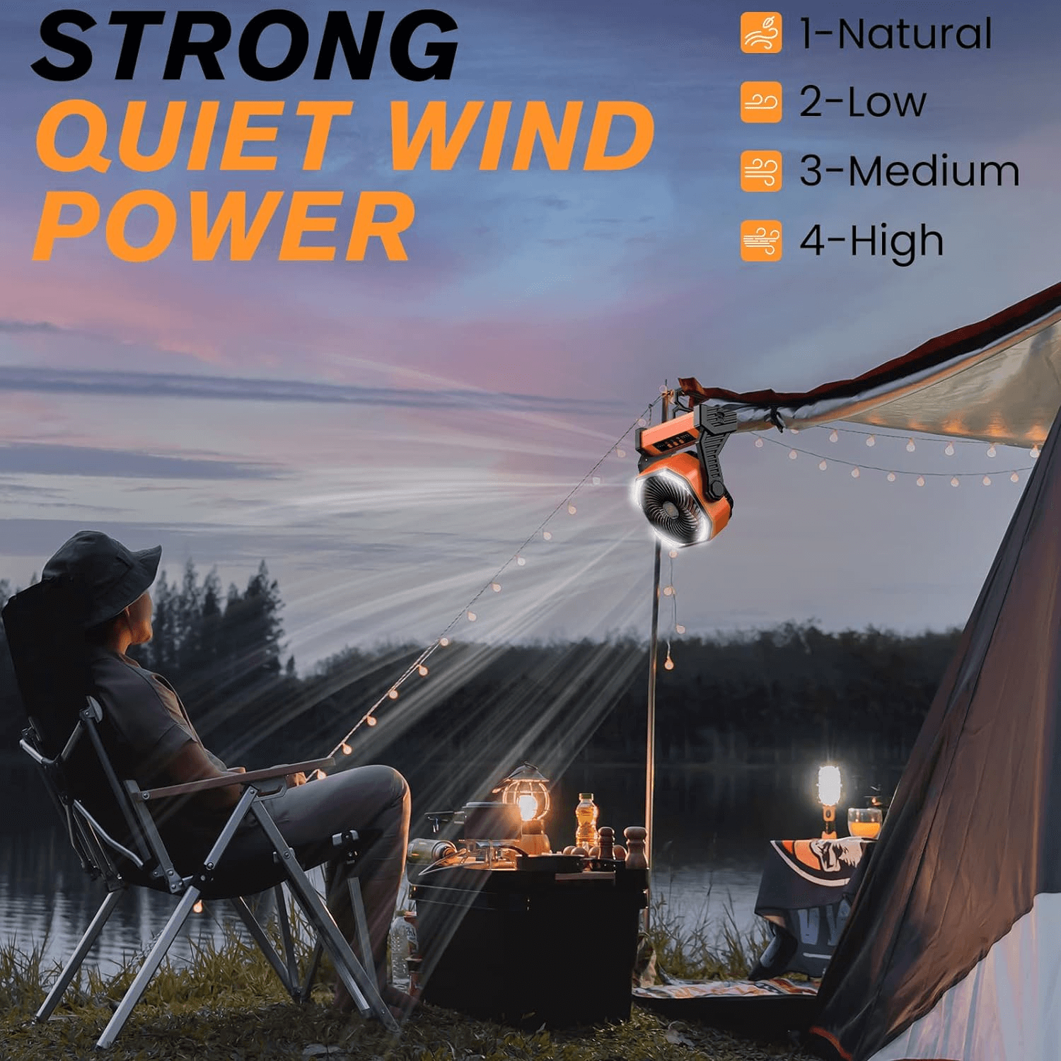 3-in-1 kabelloser Campingventilator
