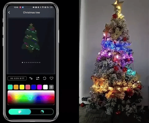Do you want your holiday lights to always match the color scheme of your holiday decorations?Do you wish you could express your creativity through DIY custom patterns or text?Our Smart APP Control Christmas Tree Lights can fulfill your wishes, ensuring that your lights always reflect the joy and spirit of the season, allowing you to experience the charm of lights like never before!