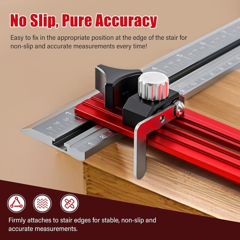 iToolMax stair tread template tool with dual scale no slip