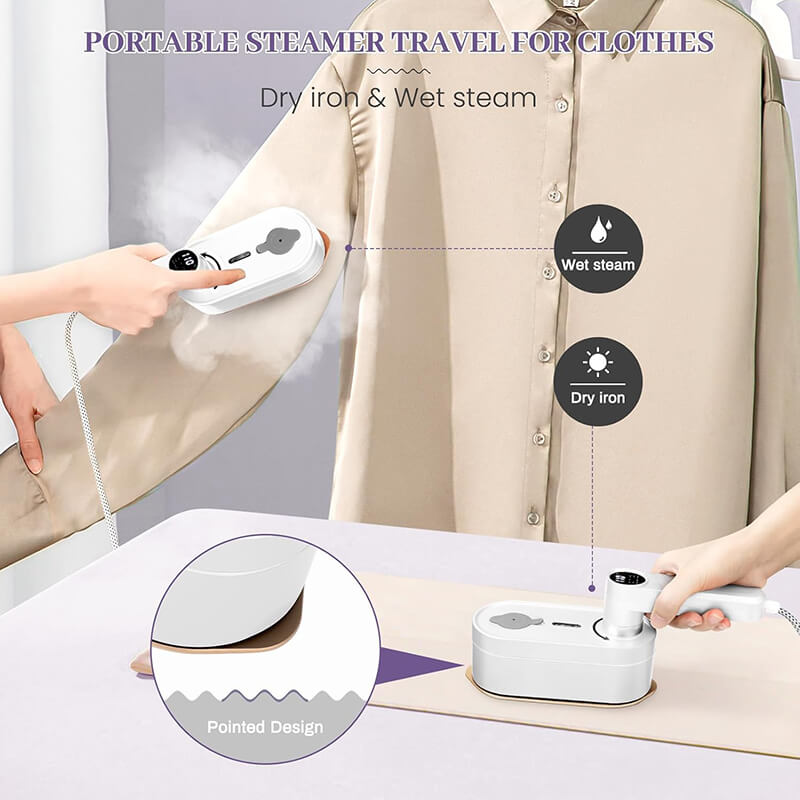 Still worried about wrinkle clothes and time-consuming ironing?Our 1200W 4 in 1 Handheld Steam Iron helps you iron your clothes quickly, and combines flat ironing, hanging ironing, dry ironing, and steam ironing, 4 in one. The handheld portable design allows you to iron your clothes efficiently anytime, anywhere. 8 modes ironing, remove wrinkles with one stroke, get a cleaner, tidier surface on your clothes!