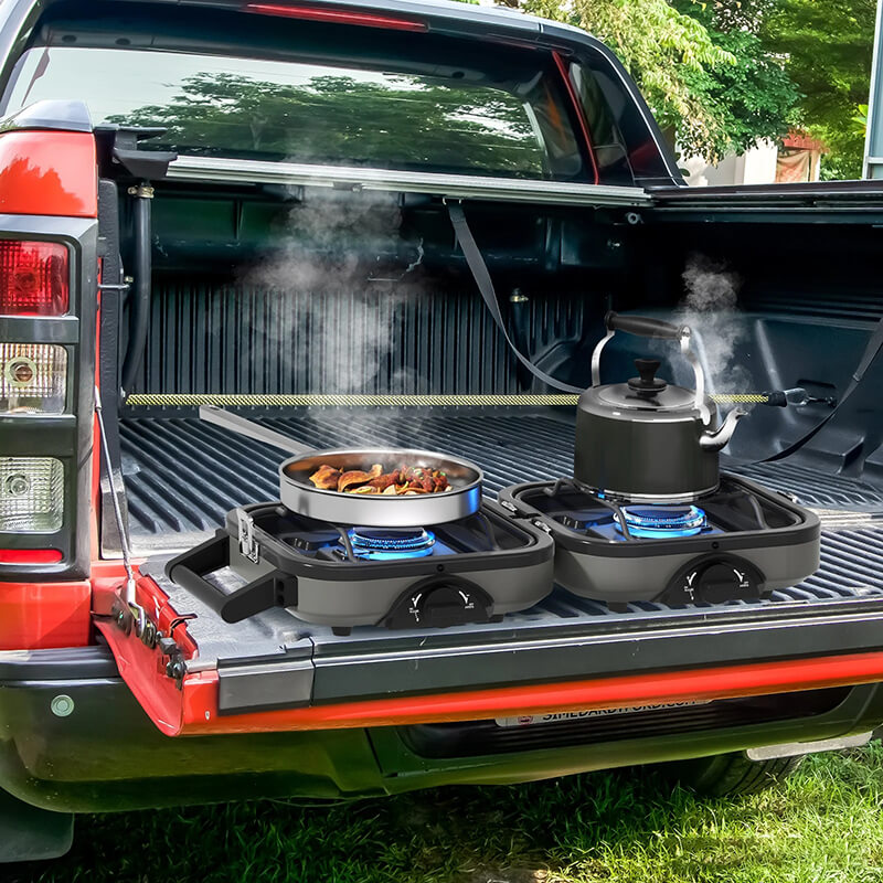 Take your outdoor meals to the next level with iToolMax 2-Burner Foldable Propane Camping Stove! Compact, lightweight, and easy to set up, this powerhouse delivers reliable heat and even cooking—wherever the trail takes you. Folds flat for easy packing, yet unfolds into a rugged, wind-resistant cooking station. Perfect for outdoor camping, tailgating, or backyard BBQs.