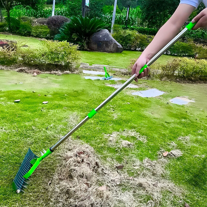 The rake head is larger. Adjustable size, stainless steel, easy to use.