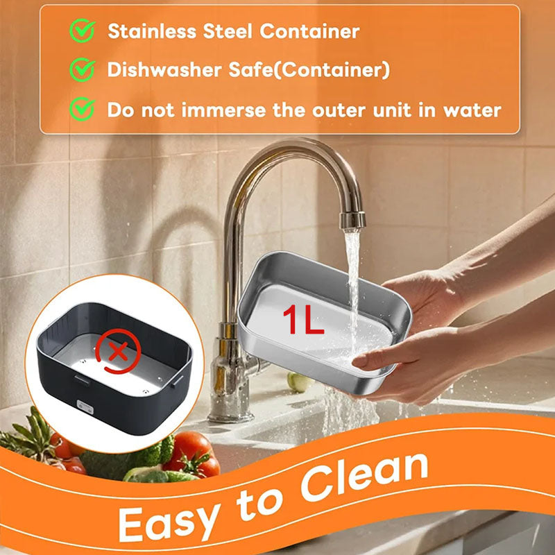 Our Electric Lunch Box features a spacious 1L capacity, enough and perfect for your whole hearty meal. Made with 304 food-grade stainless steel, easy to clean, ensures durability, hygiene, and long-lasting performance. And with double seal, leakproof to prevent accidental tipping.