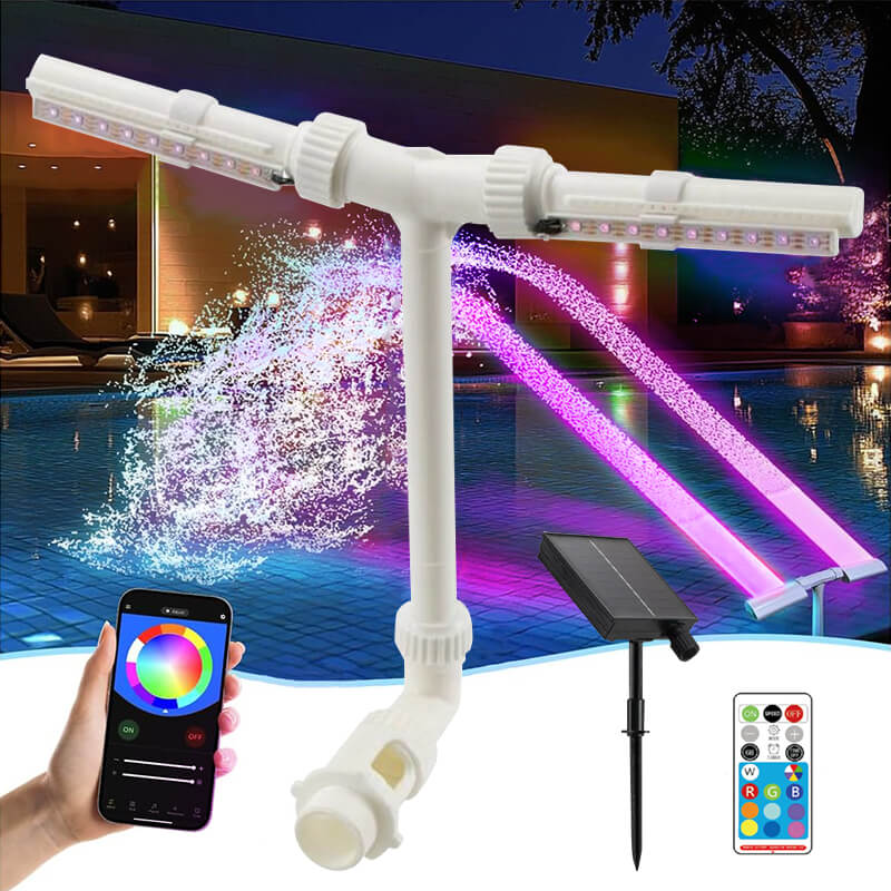 Fontaine solaire pour piscine avec lumières