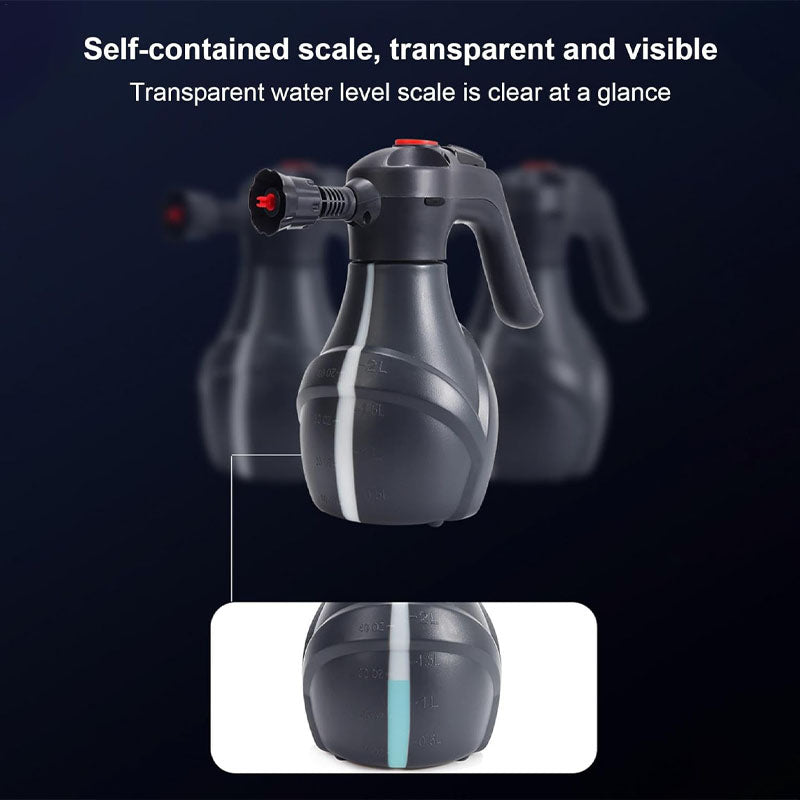 With a 2l/67.6fl. oz capacity, it allows you to easily clean your entire vehicle with just one bottle, no need of frequent refills. And equipped with semi-transparent water level indicator enables easy monitoring of the water level during operation.
