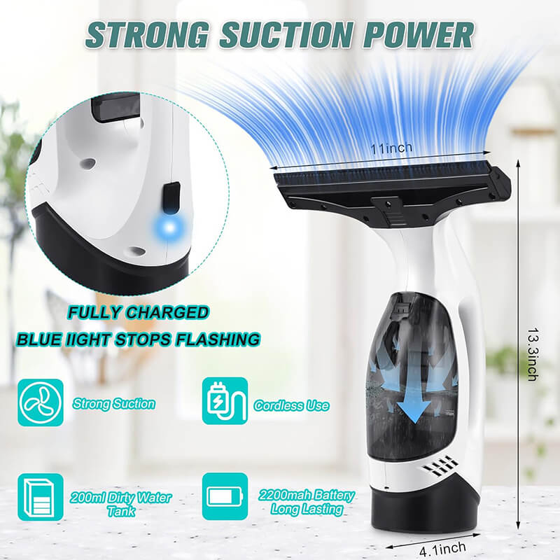 No tangled cords, no outlets needed, make you move freely to anywhere clean. Built-in 2200mAh rechargeable battery, can work continuously for about 40 minutes on full charged. Only 1.4lbs weight, Lightweight and portable, suitable for quick cleanup or whole house lightening.