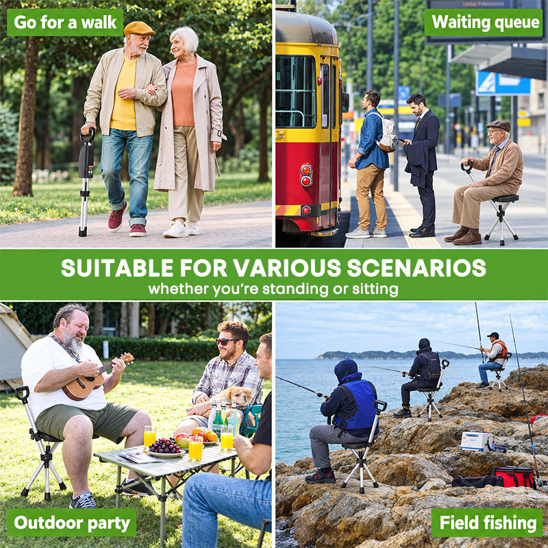itoolmax 2 in 1 folding walking stick with seat suitable for various scenario