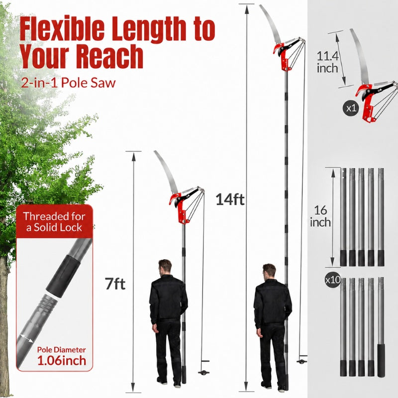 itoolmax 2 in 1 tree trimmer with adjustable pole