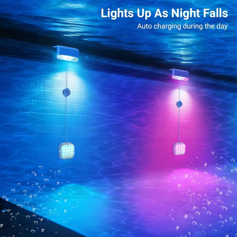 2-in-1 Solar Pool Lights with 16-Color Waterproof LEDs