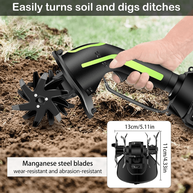 itoolmax 24V cordless tiller cultivator 2.5inch stell blades