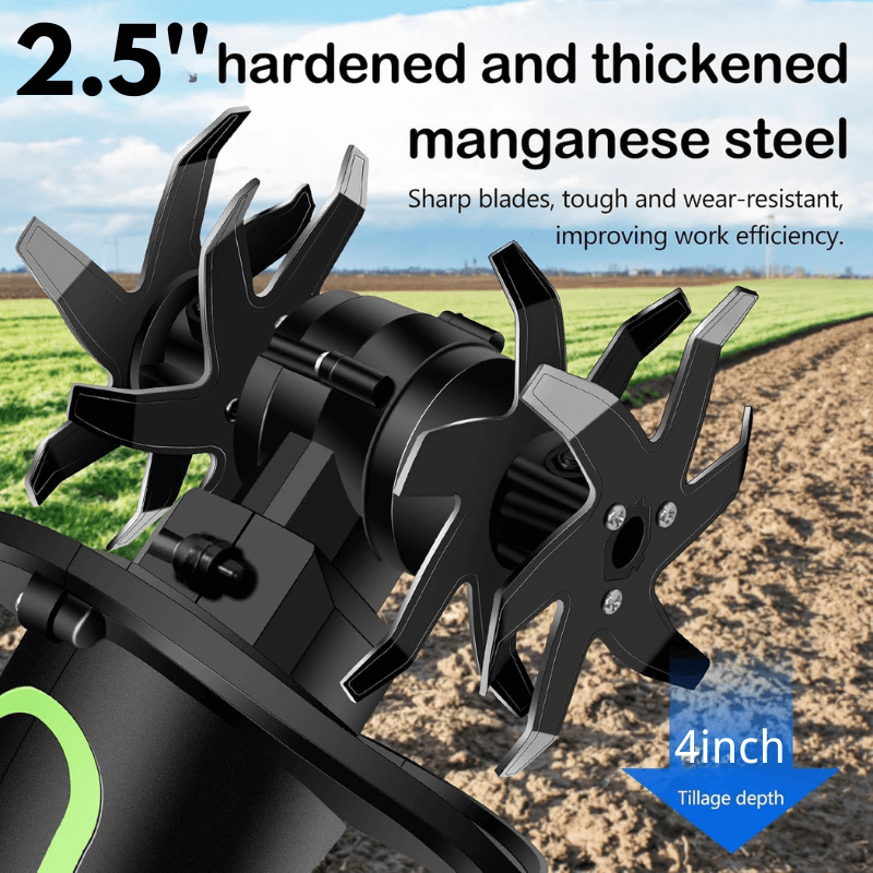 itoolmax 24V cordless tiller cultivator 4 inch tillage depth