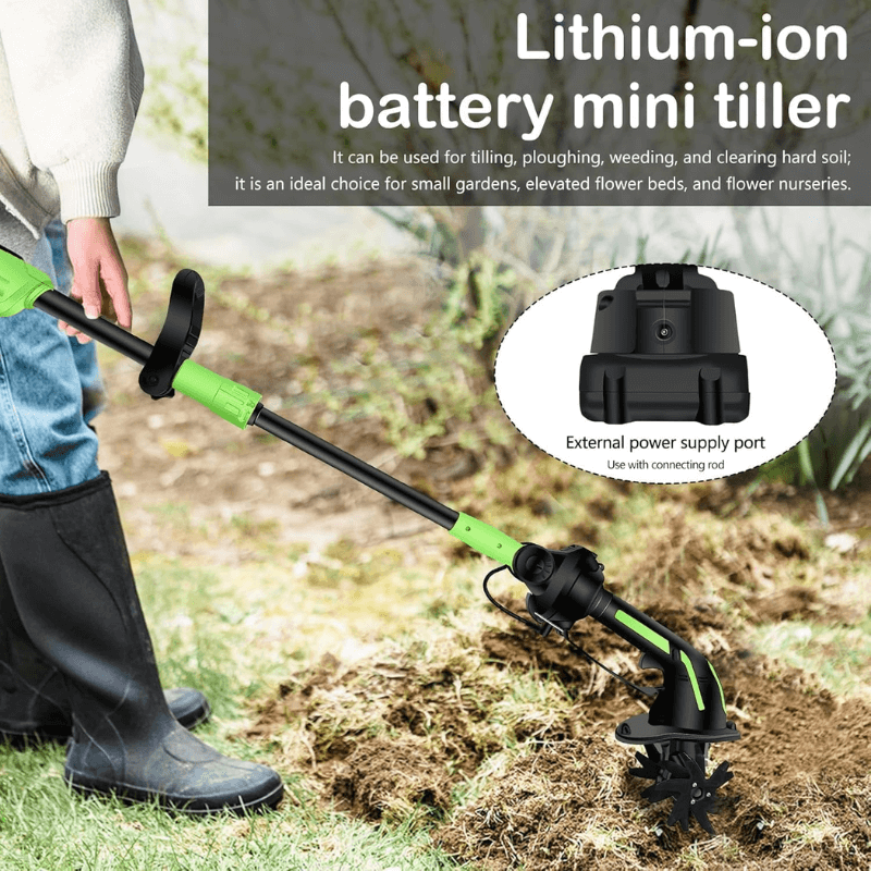 itoolmax 24V cordless tiller cultivator with dual battery and charge