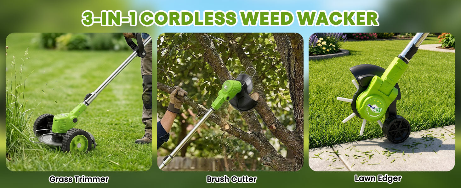 itoolmax 3 in 1 cordless grass trimmer,edging,cutting with one device