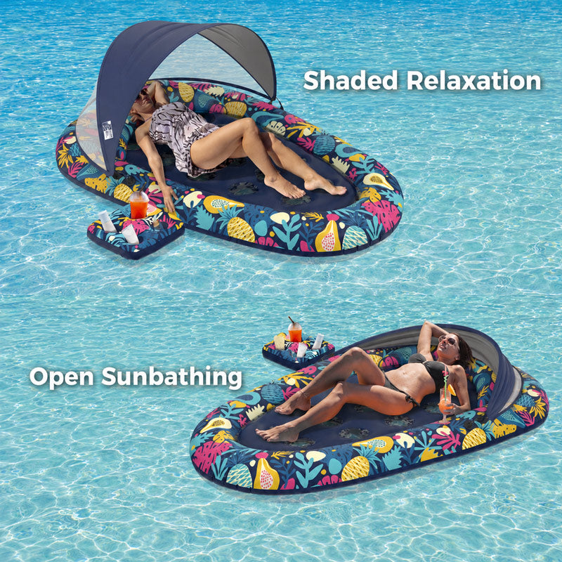 itoolmax 3 in 1 pool floats with removable canopy open sunbathing