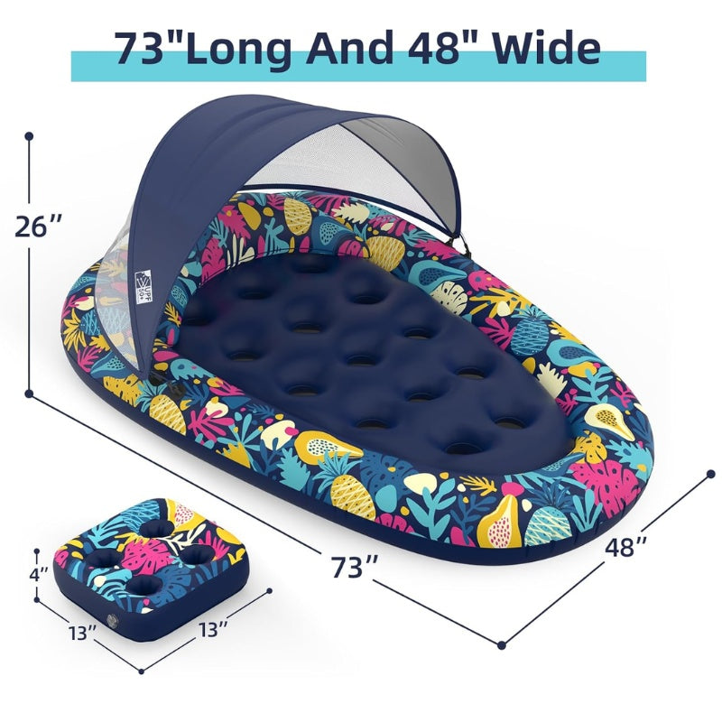 itoolmax 3 in 1 pool floats with removable canopy size