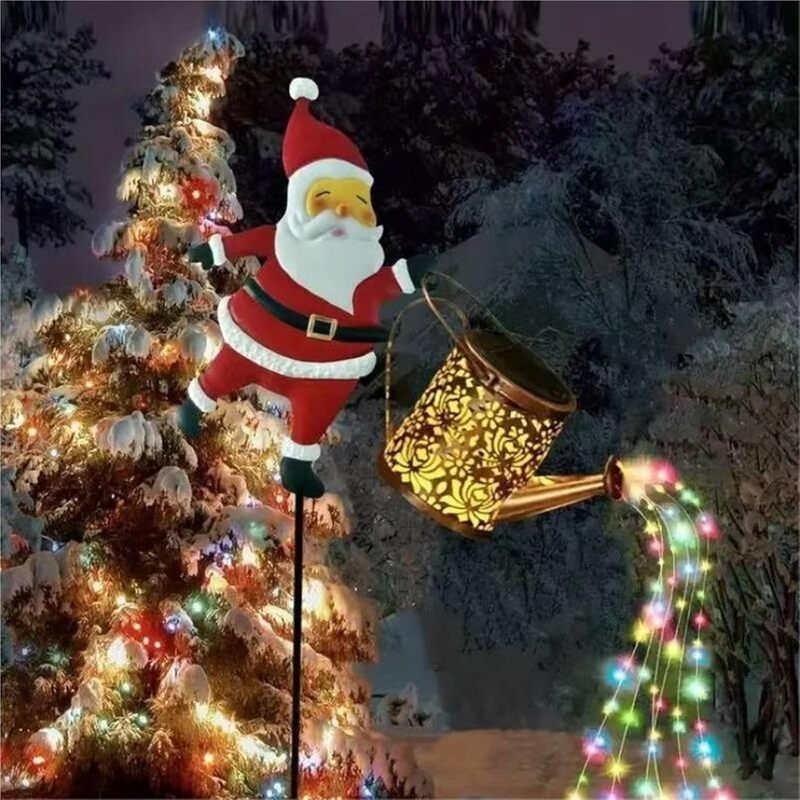itoolmax christmas santa solar kettle lights outside