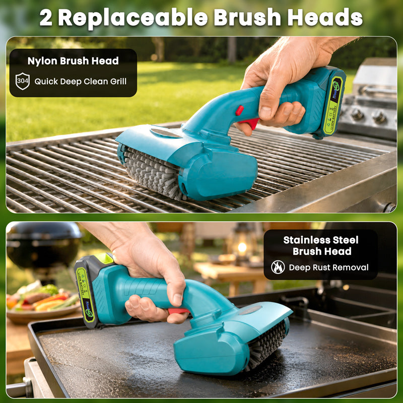 itoolmax cordless electric grill brush 2 brush heads