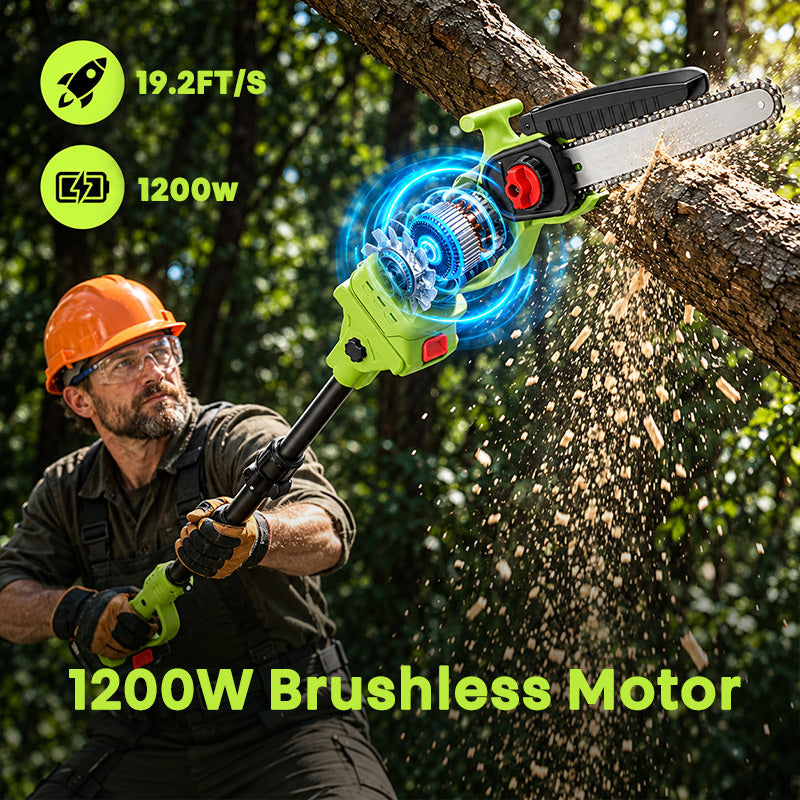 itoolmax cordless pole chainsaw 1200w brushless motor