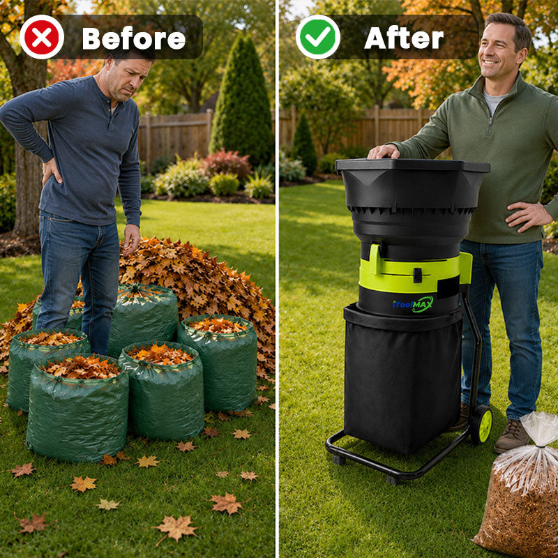 itoolmax electric leaf mulcher with wheels before