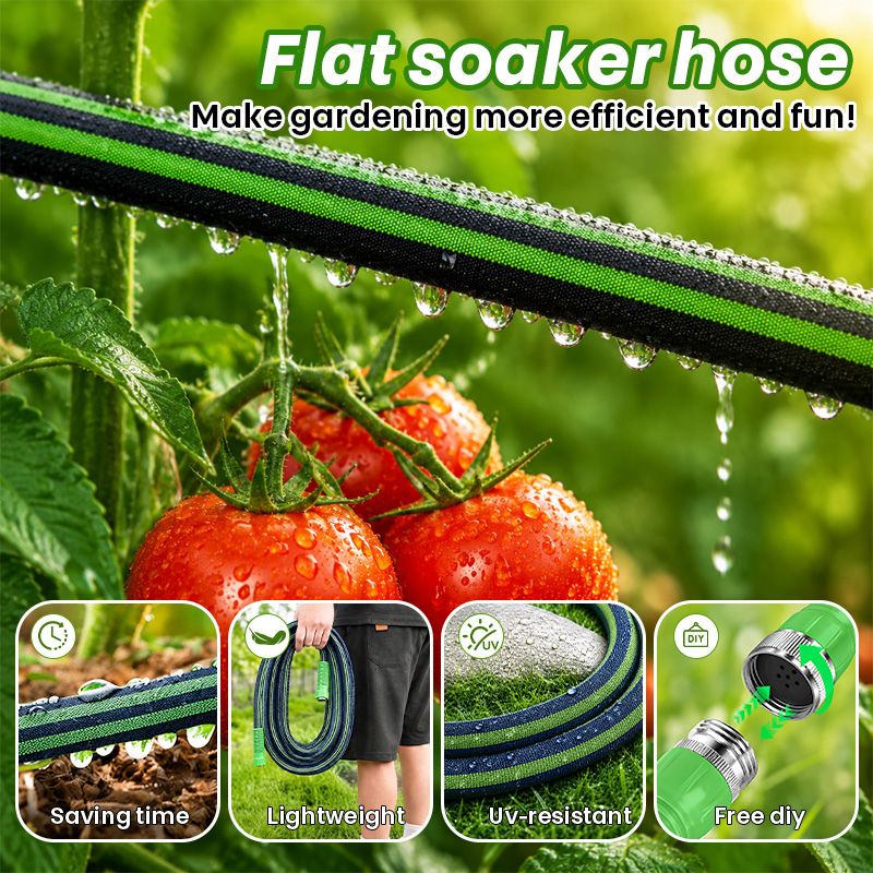 itoolmax flat soaker hose lightweight