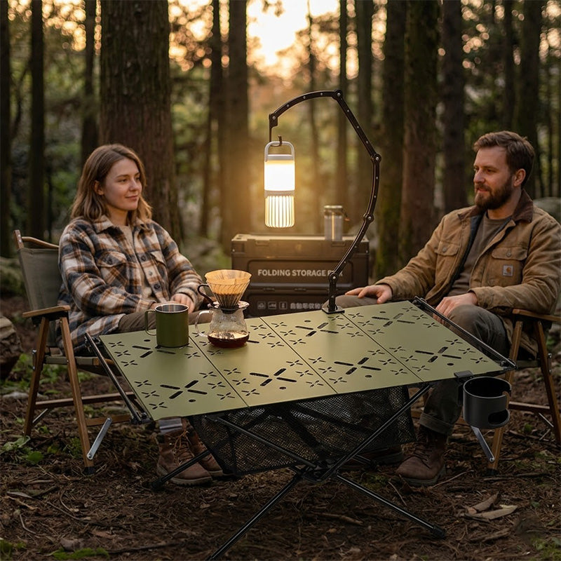 itoolmax folding camping table used at night