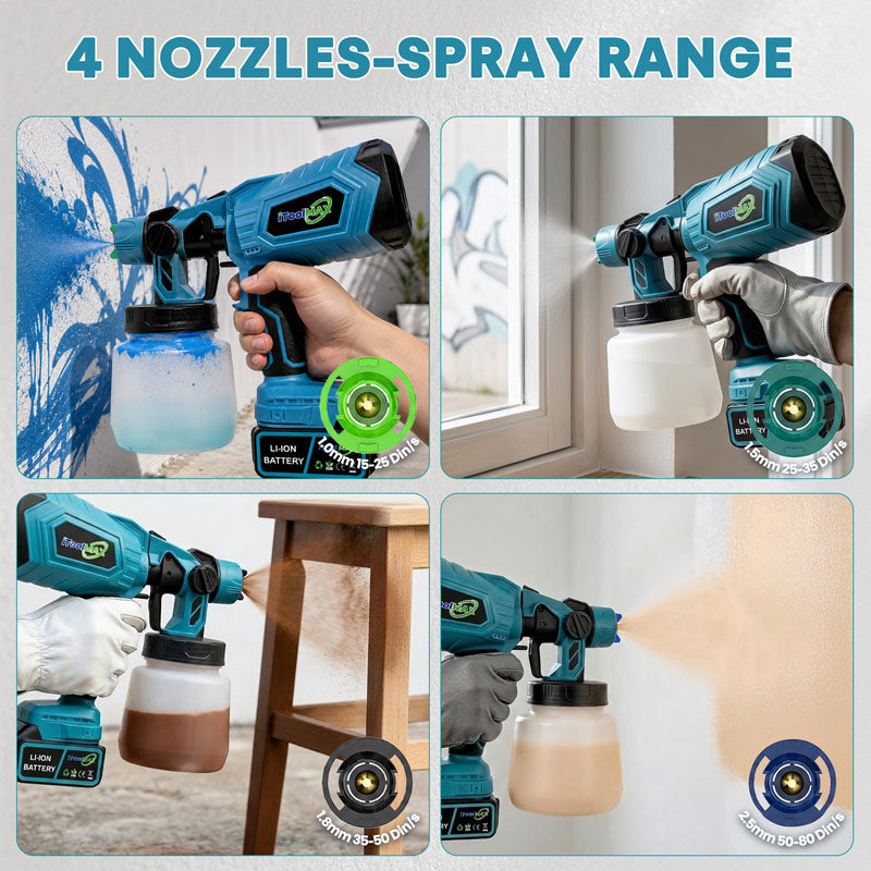 itoolmax high pressure cordless paint sprayer 4 nozzles