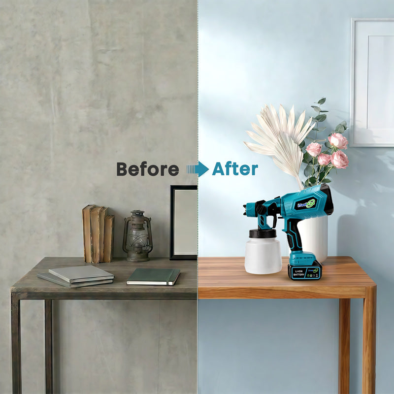 itoolmax high pressure cordless paint sprayer before and after