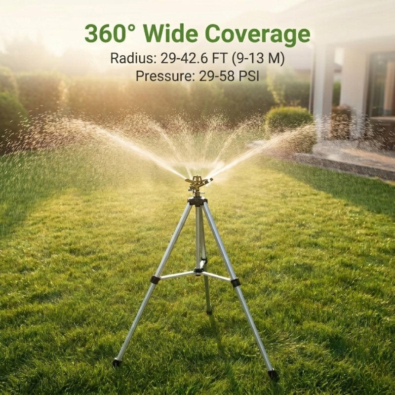 itoolmax impact tripod sprinkler for lawn garden wide coverage