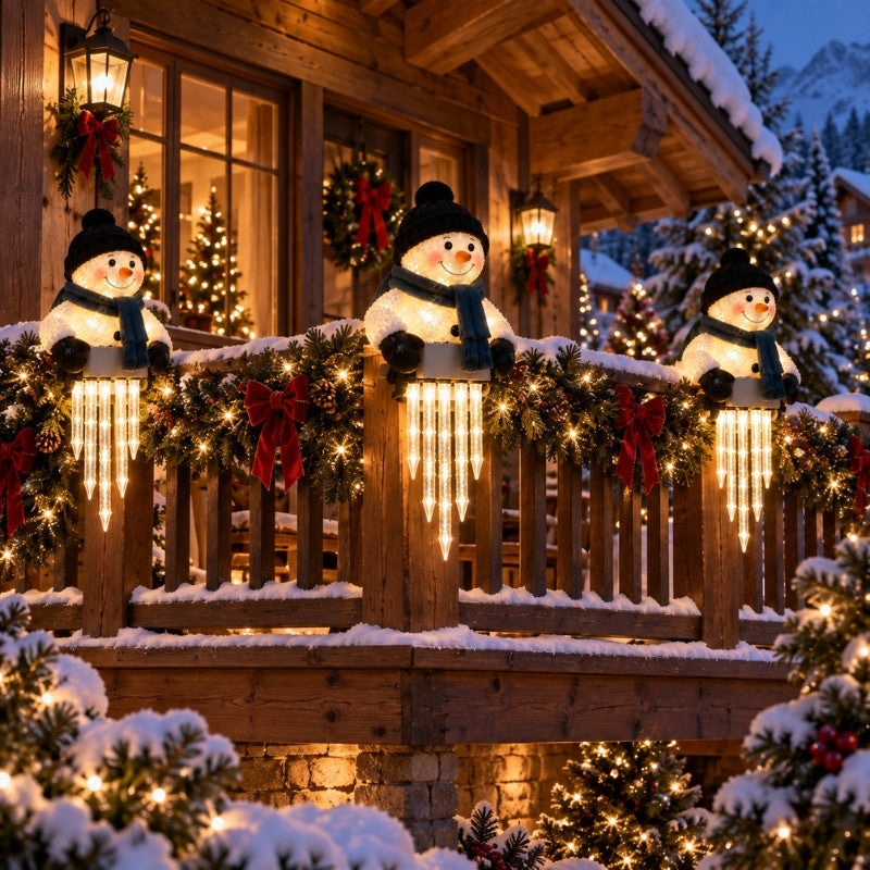 itoolmax light up snowman christmas icicle light with green scarf