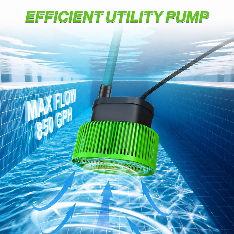 itoolmax pool cover pump 850gph drainage