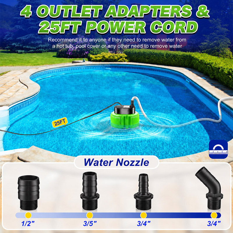 itoolmax pool cover pump with 4 adapters