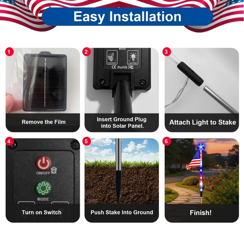 itoolmax solar american flag lights easy installation