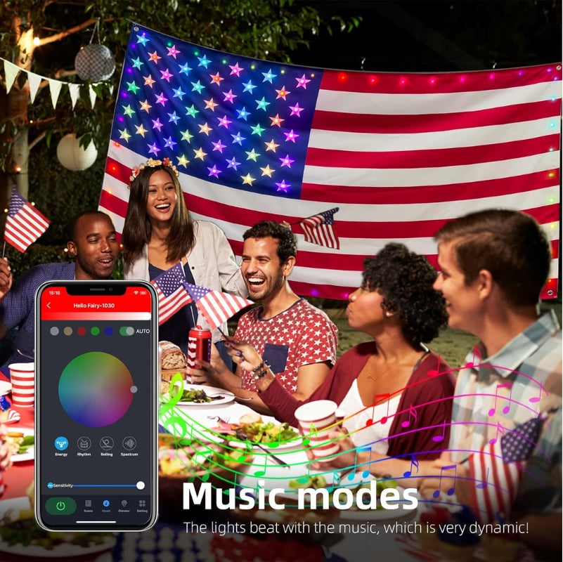 itoolmax solar american flag lights music modes
