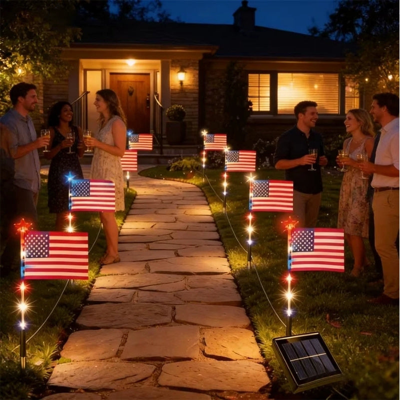 itoolmax solar american flag lights put in pathway