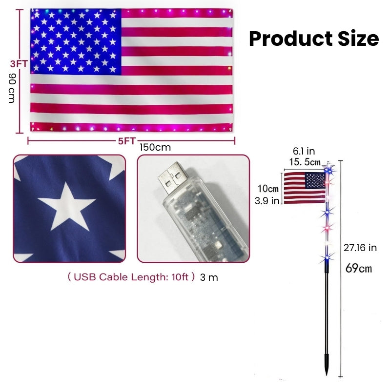 itoolmax solar american flag lights size chart