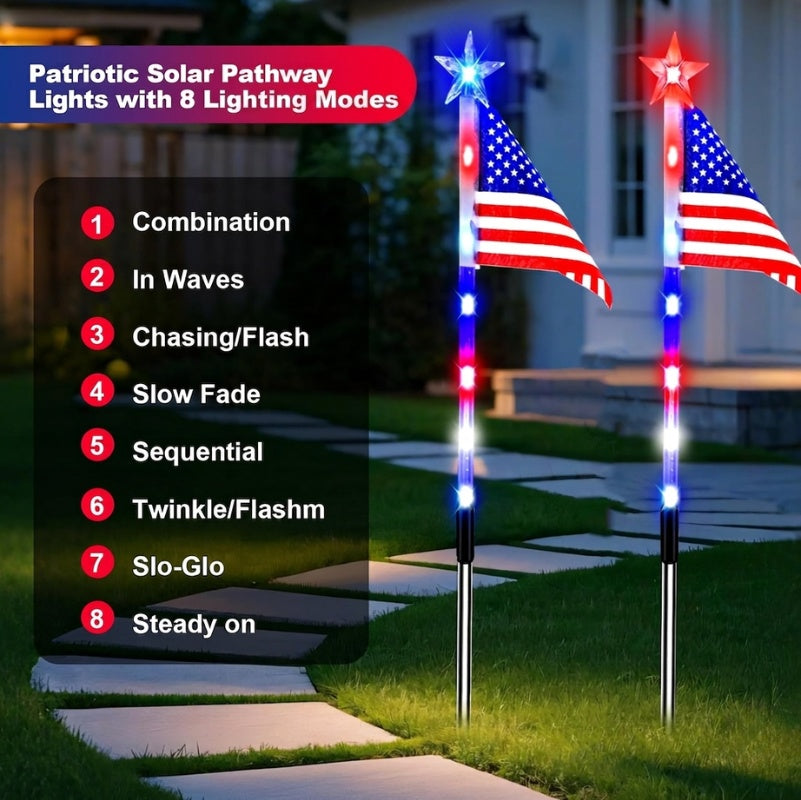itoolmax solar american flag lights with 8 light modes