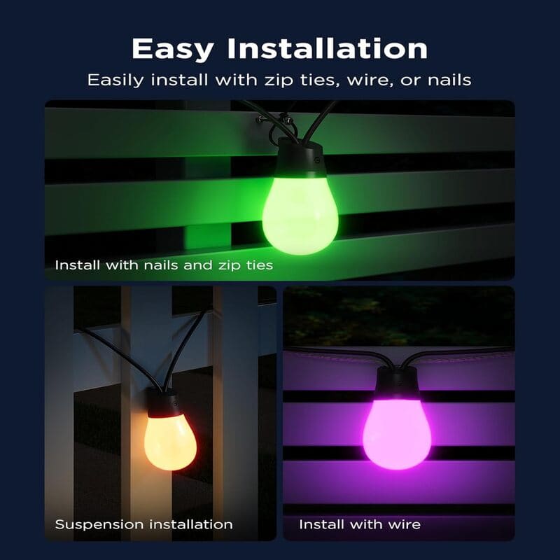 smart rgb outdoor string lights easy installation itoolmax