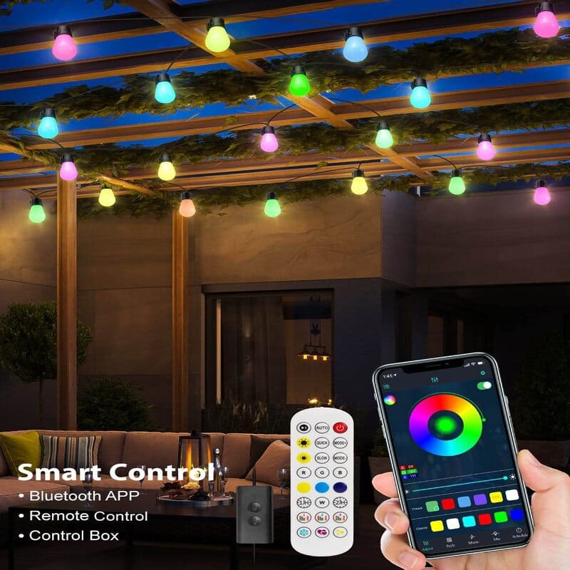 smart rgb outdoor string lights smart control itoolmax