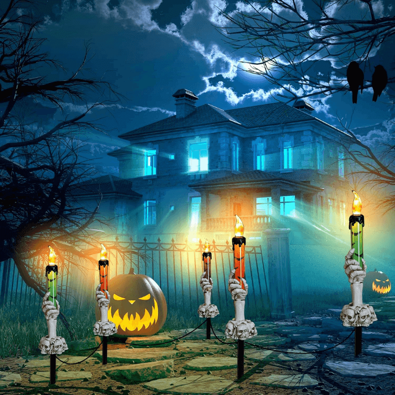 solar power skull candle light outdoor itoolmax