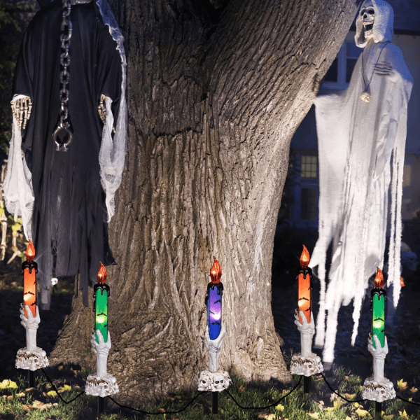 solar skull candle halloween led lights decor itoolmax