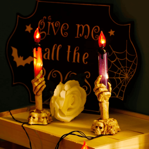 solar skull candle halloween led lights indoor itoolmax