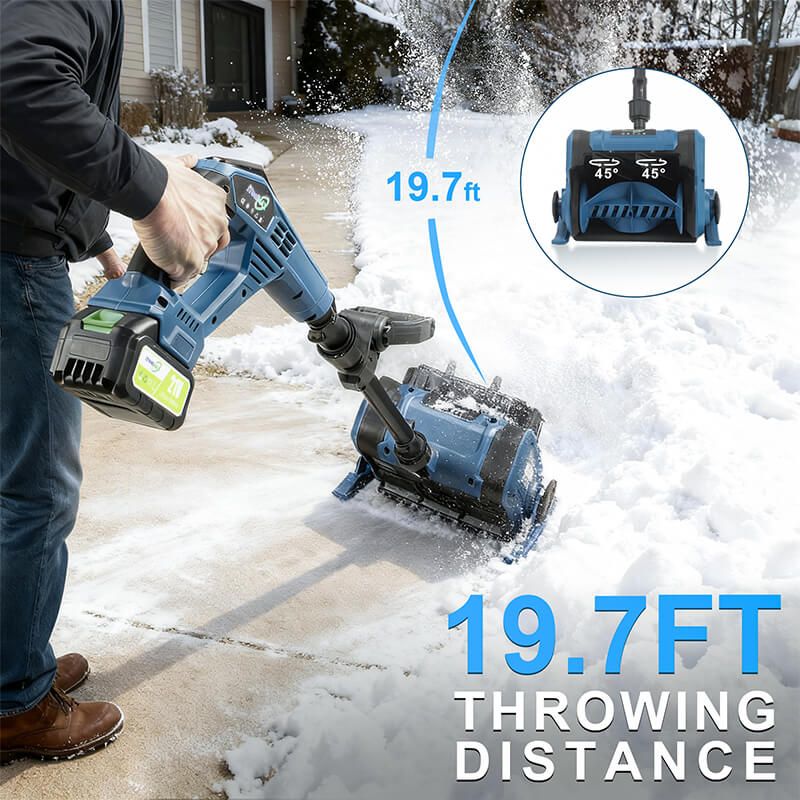12inches cordless snow shovel blue 19ft throwing distance itoolmax